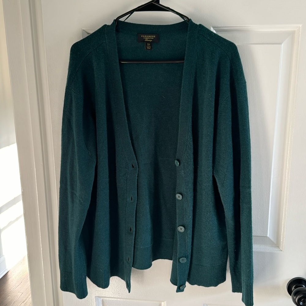 Forest green 100% cashmere cardigan